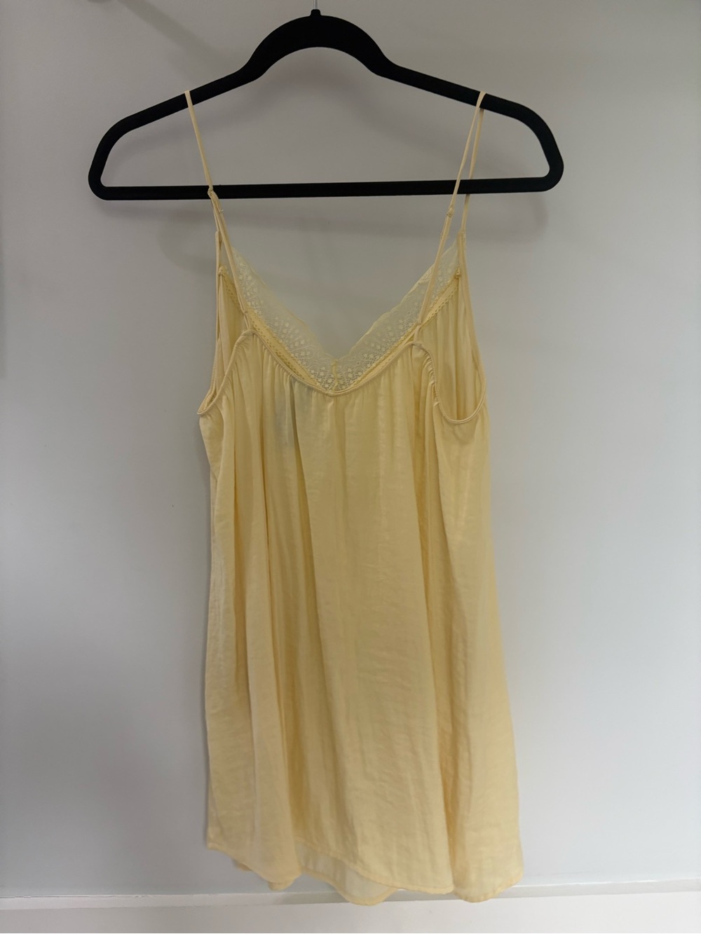 Pale Yellow Lace-Trim Silk Dress - Picture 2 of 3